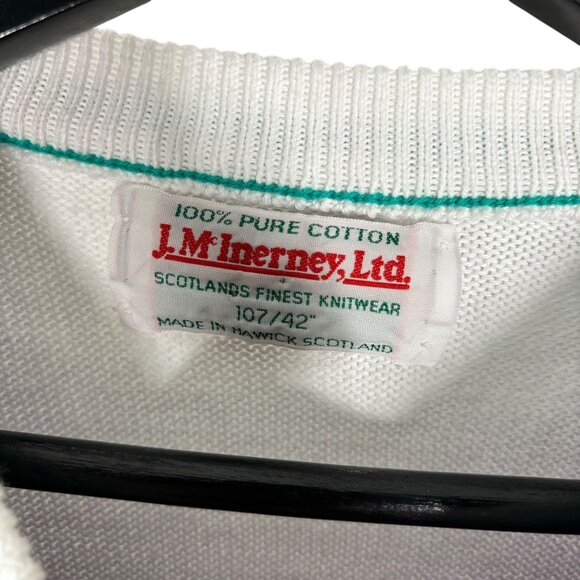 Vintage 90s White Purple Phoenician Cotton Golf Sweater Large - Picture 4 of 9